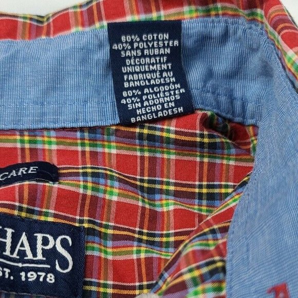 Chaps Men's SZ:M Red Blue Green Plaid Button Shirt - Picture 8 of 10